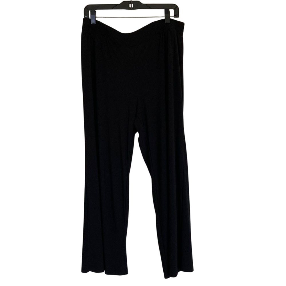 IMAN Women's Pull On Wide Leg Pant Size 1XP Black‎ Slinky Knit